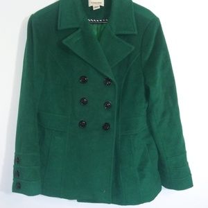 Green wool pea coat
